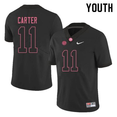 NCAA Youth Alabama Crimson Tide #11 Scooby Carter Stitched College 2019 Nike Authentic Black Football Jersey YP17D21UZ